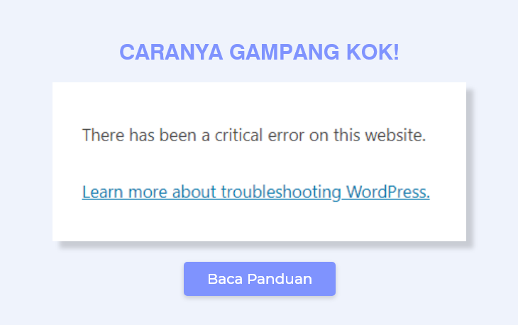 Cara Mengatasi There has been a critical error on this website